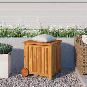 vidaXL Tuinbox met wieltjes 60x50x58 cm massief acaciahout, Tuin en Terras, Verzenden, Nieuw