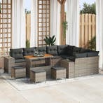 vidaXL Tuinbank Set met kussen 13 pcs Grijs poly rattan, Verzenden, Nieuw