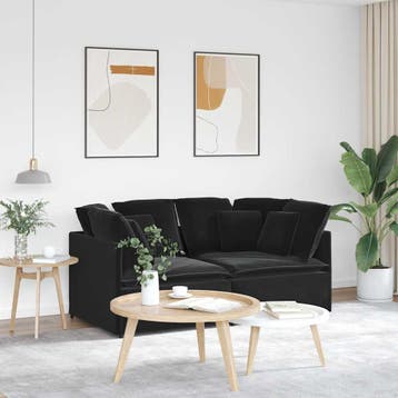 vidaXL Modulaire bank / zetel met kussens fluweel zwart, Verzenden, Nieuw