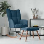 vidaXL Schommelstoel met krukje blauw fluweel, Huis en Inrichting, Verzenden, Nieuw