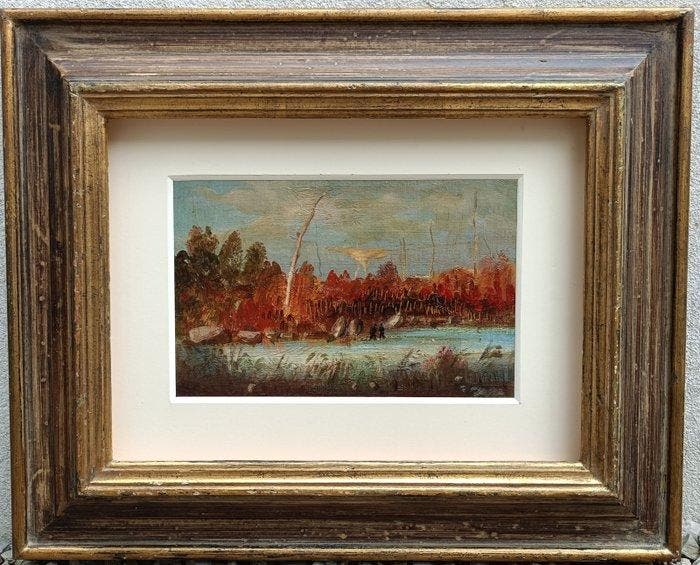 Italiaanse school (XX) - Lago di Massaciuccoli, Toscana, Antiek en Kunst, Kunst | Schilderijen | Klassiek