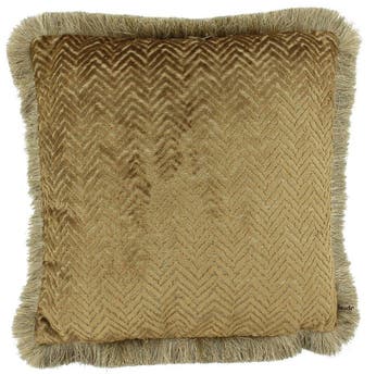 Kussen Claudi Velvella Dark Gold + Fringe Gold - 30x45, Nieuw