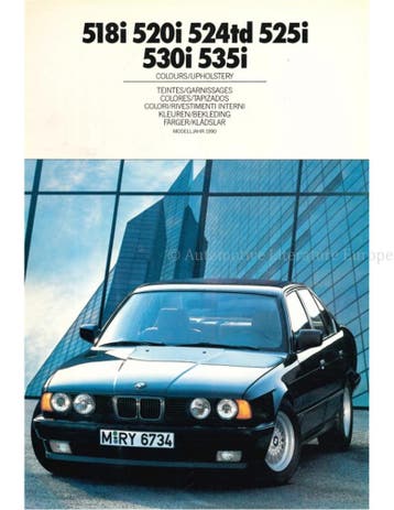 1990 BMW 5 SERIE KLEUREN EN BEKLEDING BROCHURE
