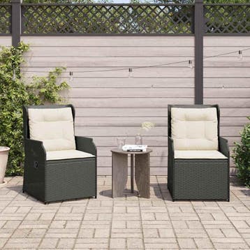 vidaXL Tuinbank 2 st Zwart poly rattan, Verzenden