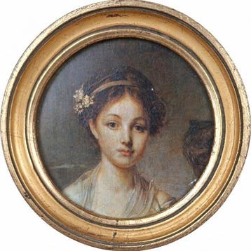 École française (XIX) - Ritratto di giovane donna con fiori