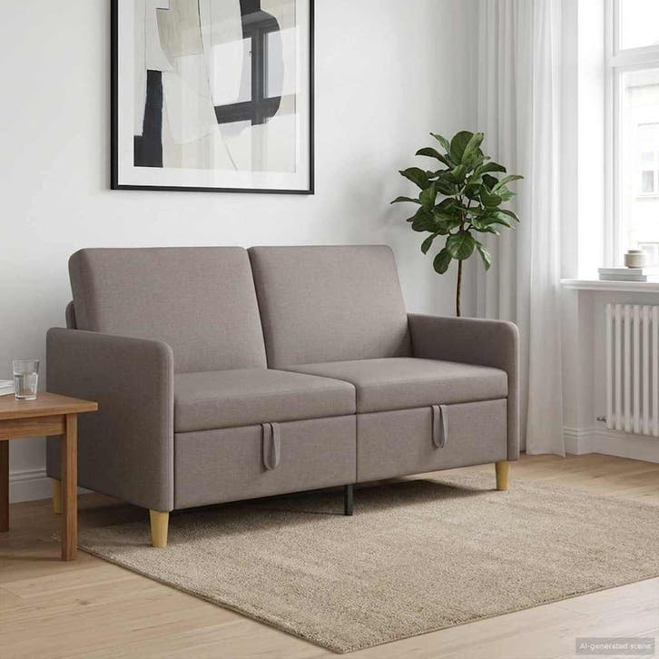 vidaXL Sofa met Opbergruimte Taupe 152 x 78 x 87 cm, Huis en Inrichting, Zetels | Zetels, Nieuw, Verzenden