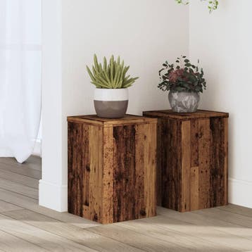 vidaXL Plantenstandaards 2 st 20x20x30 cm bewerkt hout oud, Verzenden
