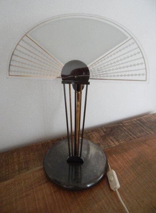 Lampe de table - Verre, Laiton, Métal, Antiquités & Art, Antiquités | Éclairage