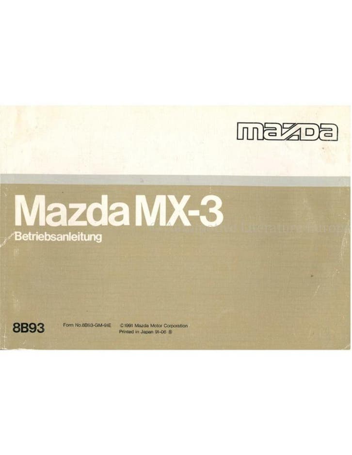 1991 MAZDA MX-3 INSTRUCTIEBOEKJE DUITS, Autos : Divers, Modes d'emploi & Notices d'utilisation