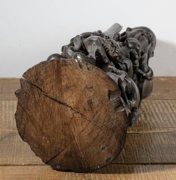 Figure en bois chinois du XIXe–XXe siècle représentant Lu