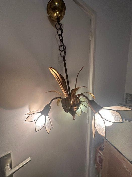 Plafondlamp - Verguld messing, Antiek en Kunst, Curiosa en Brocante