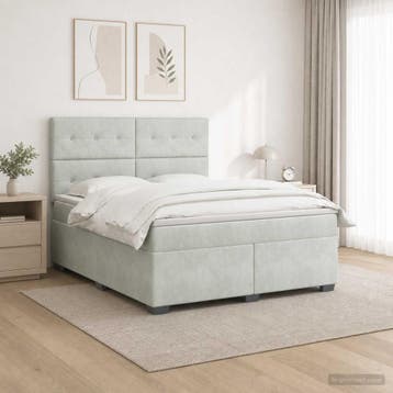 vidaXL Boxspringbed met matras Lichtgrijs 140 x 190 cm, Verzenden