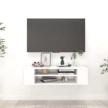 vidaXL Tv-hangmeubel 100x30x26,5 cm bewerkt hout wit, Huis en Inrichting, Verzenden, Nieuw