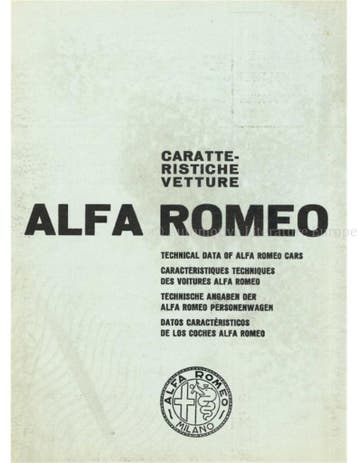 ALFA ROMEO CARATTERISTICHE VETTURE PAMPHLET ITALIAANS, Nieuw