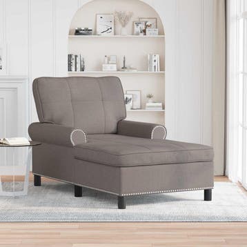 vidaXL Chaise Lounge Taupe Stof 91 x 157 x 91 cm, Verzenden