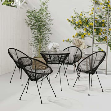 vidaXL 5-delige Tuinset PVC-rattan zwart, Tuin en Terras, Verzenden, Nieuw, Tuinset