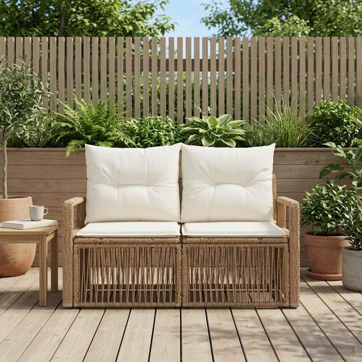 vidaXL Tuin Sofa 2-Aantal zitplaatsen Beige poly rattan, Tuin en Terras, Tuinsets en Loungesets, Nieuw, Verzenden