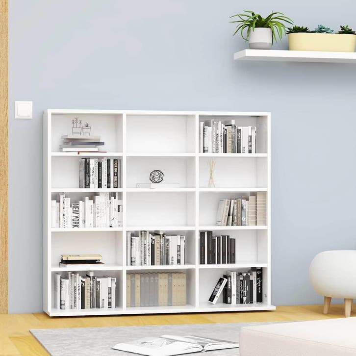 vidaXL Cd-kast 100x23x89,5 cm bewerkt hout wit, Huis en Inrichting, Woonaccessoires | Cd- en Dvd-rekken, Nieuw, Verzenden