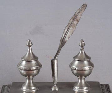 Sintra tin - Inktpot - Zilvertin - inktstel bureauset