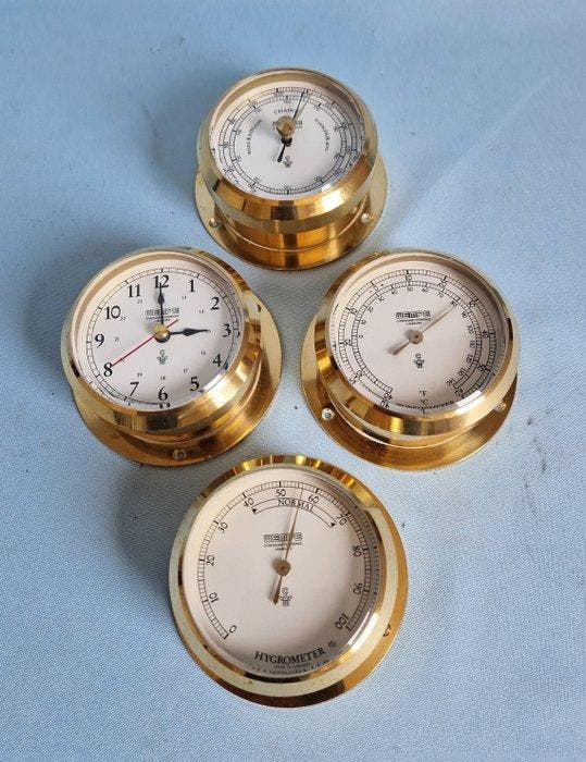 Wempe - Station météo (4) - Laiton - Baromètre et horloge de, Antiquités & Art, Curiosités & Brocante
