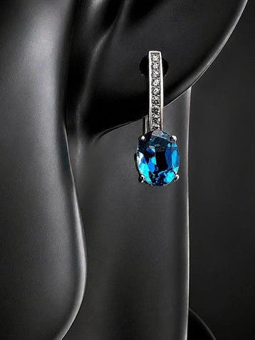Blauwe Topaas Drop-Oorhangers - 925 Sterlingzilver -