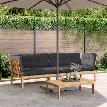 vidaXL Tuinhoekbanken 2 st pallet met kussens massief, Verzenden, Nieuw