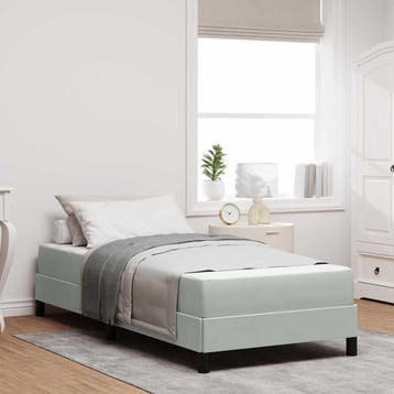 vidaXL Boxspring bed met matras Lichtgrijs 100 x 210 cm Stof, Verzenden, Nieuw