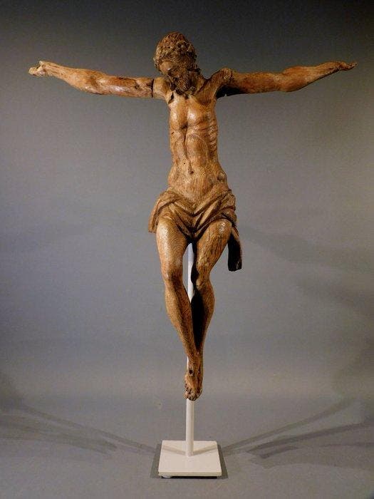 sculptuur, Corpus Christi - 16e eeuw - 53 cm - Eik, Antiek en Kunst, Antiek | Overige Antiek
