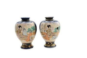Vase - Porcelaine - Japon - Paire de Satsuma japonais (Sans
