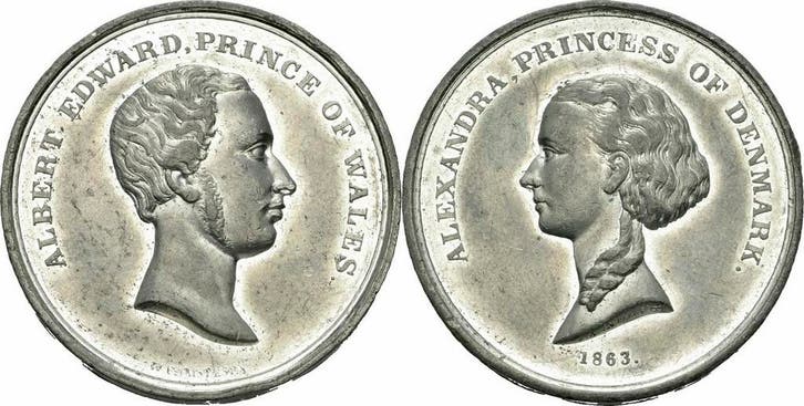 Denmark Medaille 1863 Hochzeit Albert Edward Alexandra Ch..., Timbres & Monnaies, Pièces & Médailles, Envoi