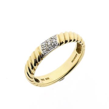 Gouden Goldgilde ring met diamanten; 0,08 ct., Handtassen en Accessoires, Ringen, Gebruikt, 20 of groter, Heer, Ophalen of Verzenden