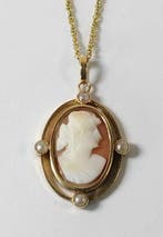 Ketting met hanger - 18 karaat Geel goud - Parel