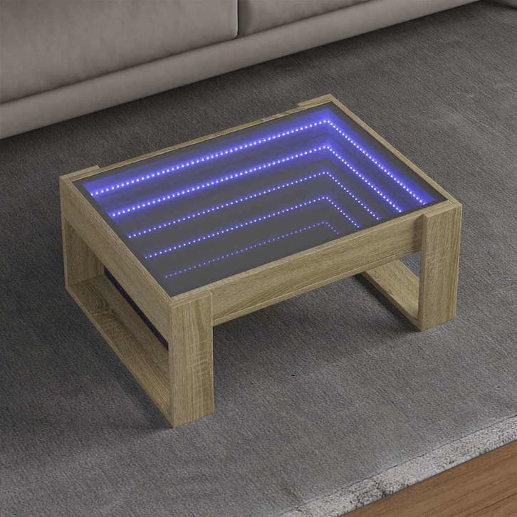 vidaXL Salontafel met Infinity LED 70x53x30 cm sonoma, Maison & Meubles, Tables | Tables de salon, Envoi