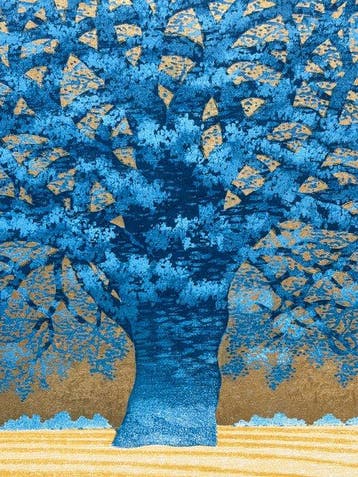 Tree Scene Blue - Exclusive large work - NO RESERVE ! -