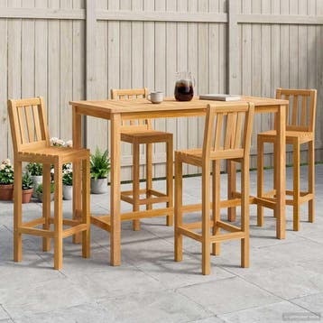 vidaXL Buiten Bar Set 5 st Naturel Massief Teakhout, Verzenden, Nieuw