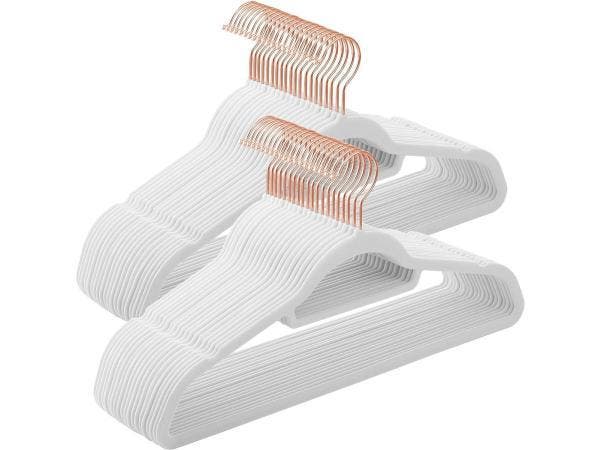 Veiling - Fluwelen kledinghangers 50 stuks anti-slip wit ros, Kleding | Dames, Kledinghangers, Nieuw