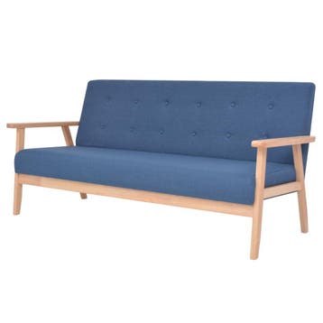vidaXL Driezitsbank / zetel stof blauw, Verzenden