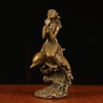 Beeld, The Mermaid Blowing a Conch Shell - 17 cm - Koper, Antiek en Kunst