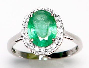 Sans prix de réserve - Bague - 14 carats Or blanc Émeraude -