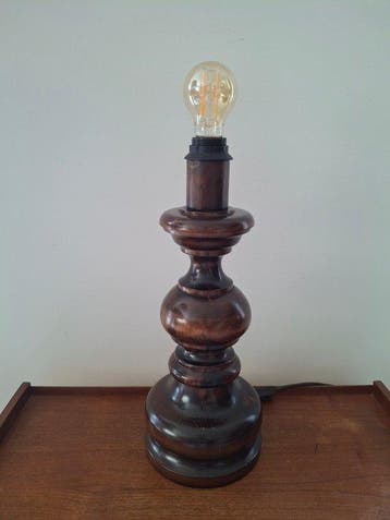Tafellamp - Hout - Vintage gedraaid hout