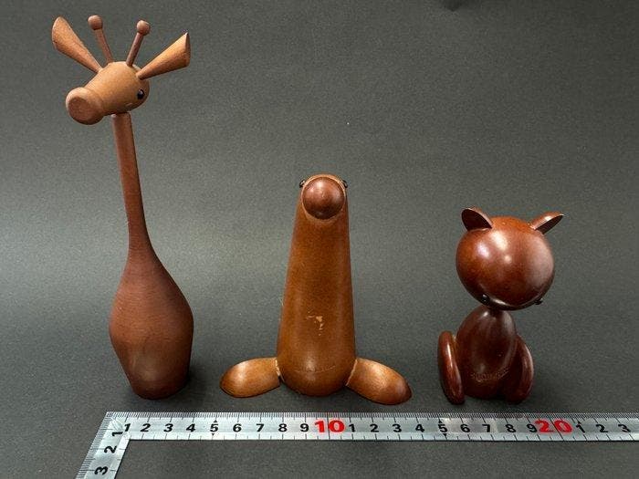 - Beeldje - //animal Wood Toys (10) - Kersenhout,, Antiek en Kunst, Curiosa en Brocante