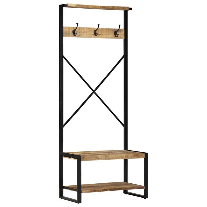 vidaXL Kledingrek 80x40x190 cm massief ruw hout mango, Maison & Meubles, Armoires | Armoires murales, Envoi