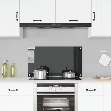 vidaXL Spatscherm keuken 90x50 cm gehard glas zwart, Verzenden