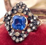 Zonder minimumprijs - Ring - 9 kt. Roségoud, Zilver Saffier, Handtassen en Accessoires, Ringen, Nieuw