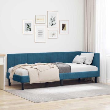 vidaXL Hoek Bed Frame met hoofdeinde Blauw 80 cm x 200 cm, Maison & Meubles, Chambre à coucher | Lits, Verzenden