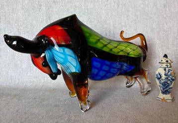 Beeld, 31 cm Stier (Zonder Minimumprijs) - 18.5 cm - Glas