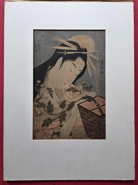Courtisane Tsukioka van Hyogoya - Ichirakutei ENSUI (active, Antiek en Kunst, Antiek | Overige Antiek