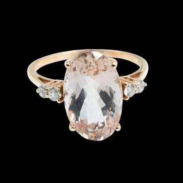 Ring - 18 karaat Roségoud - 5.10ct. tw. Morganiet - Diamant
