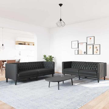 vidaXL Woonkamerbank / zetel 2 st Zwart Kunstleer, Verzenden