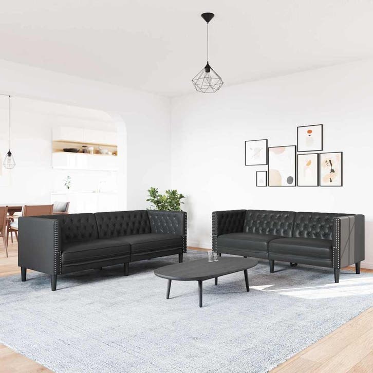 vidaXL Woonkamerbank / zetel 2 st Zwart Kunstleer, Huis en Inrichting, Zetels | Zetels, Nieuw, Verzenden
